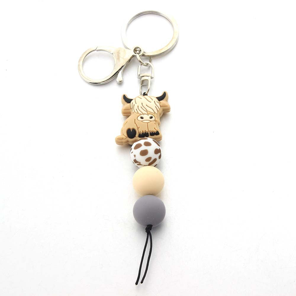Wholesale Cow Tooth Hat Letter Silicone Bead Keychain