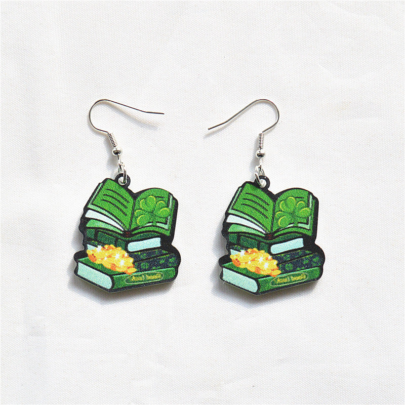 Wholesale St. Patrick's Day Gnome Lucky Shamrock Green Gnome Earrings