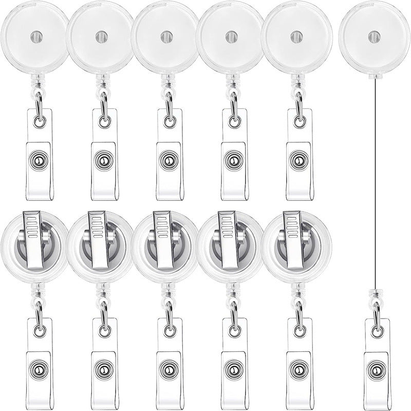 Wholesale 360 degree rotating transparent easy pull buckle rotating Badge Reels Keychains