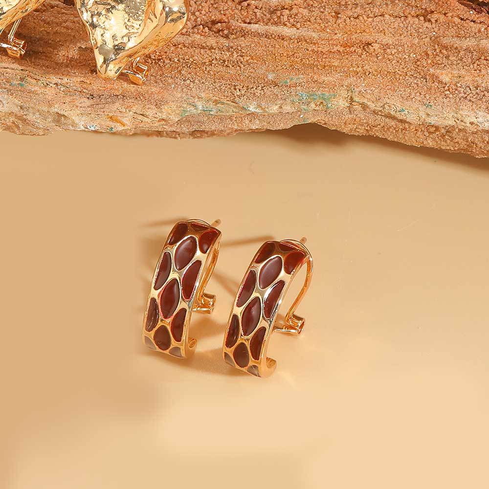 Wholesale Dripping Love Vintage Copper Plated 14K Real Gold Earrings