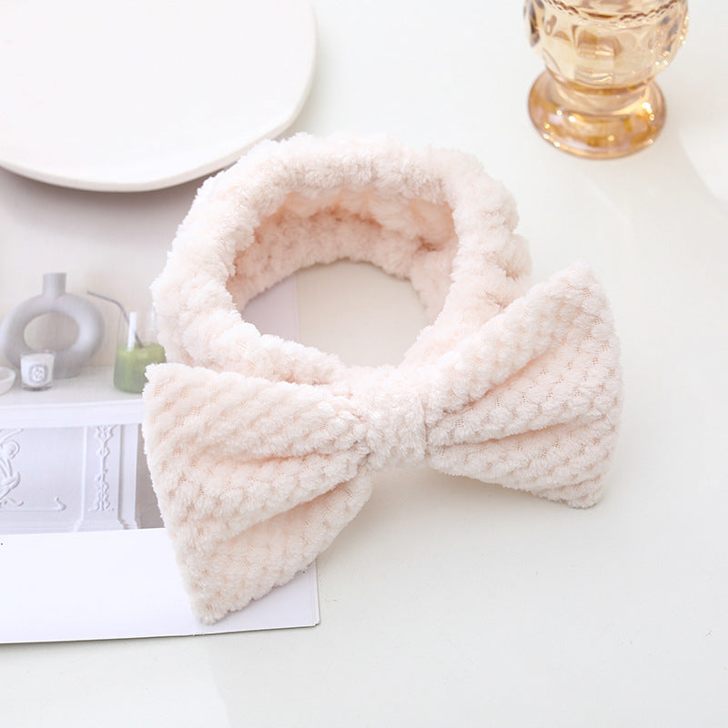 Wholesale Pineapple Plaid Coral Fleece Absorbent Bow Headband