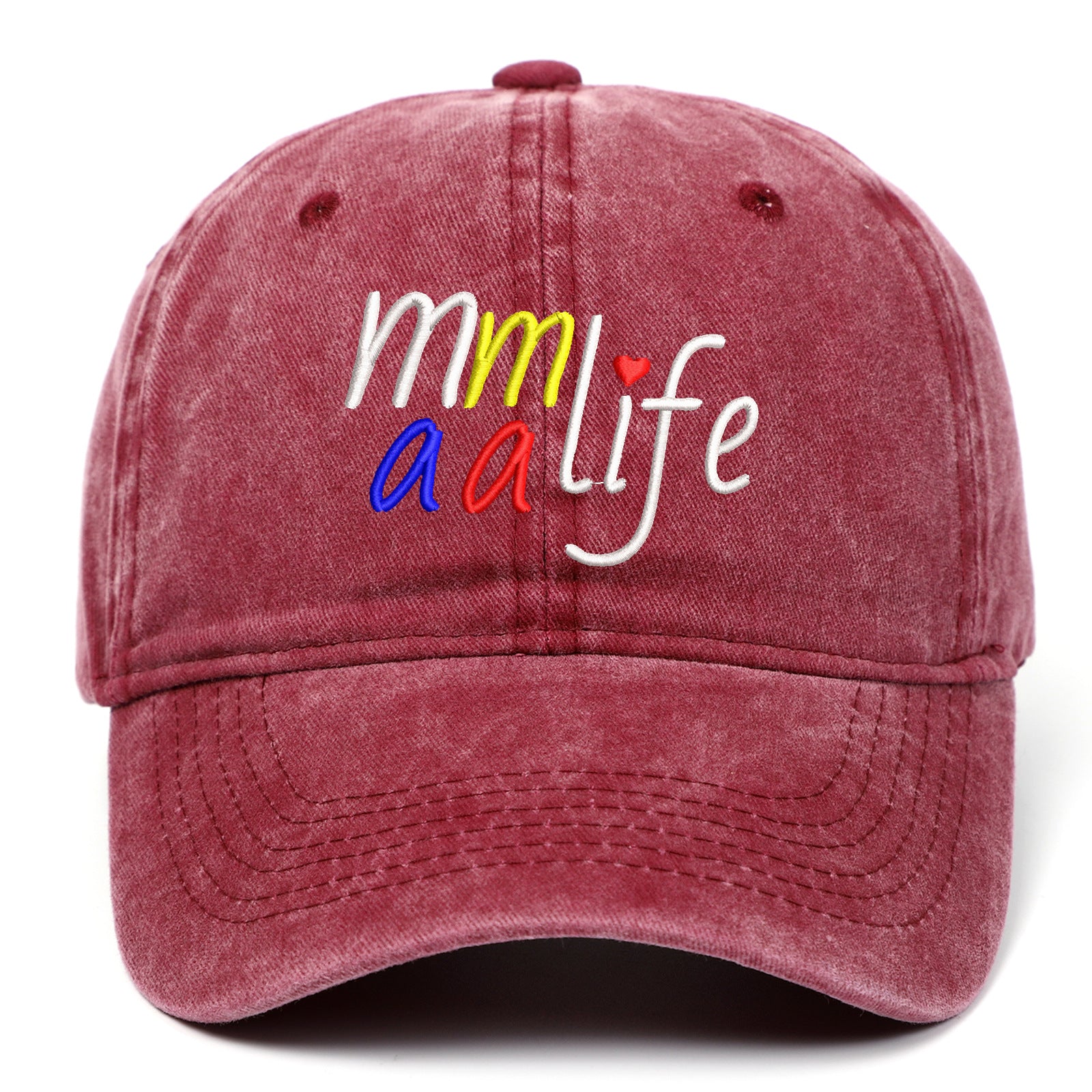 Wholesale Mama Life Embroidered Washed Denim Baseball Caps