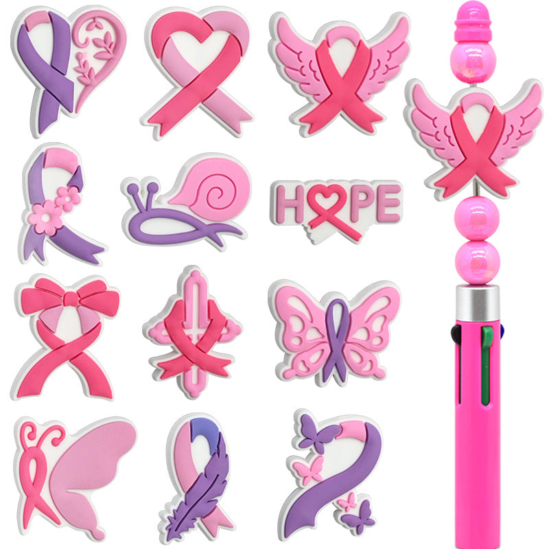 Wholesale Random 100pcs Colorful Ribbon Beads PVC Soft Rubber Beads Focal Beads