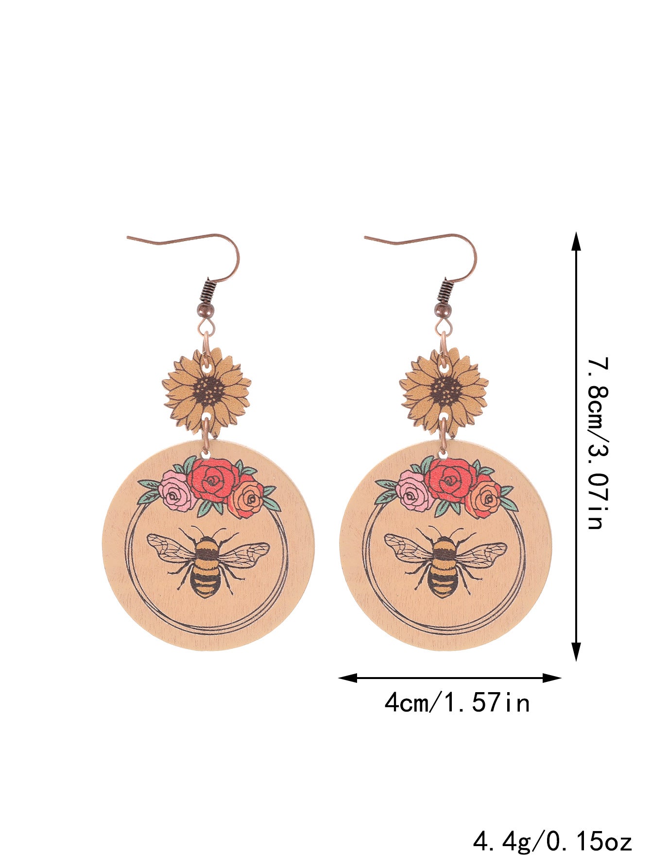 Wholesale Cross  Western Style  Cow Head Flower Pattern Wooden Earrings