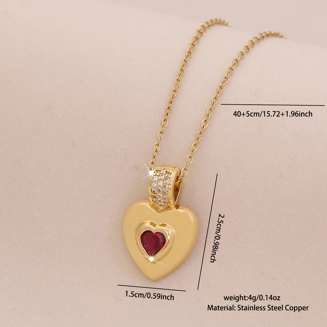 Wholesale  Red Love Pendant Necklace Light Luxury Stainless Steel Clavicle Chain