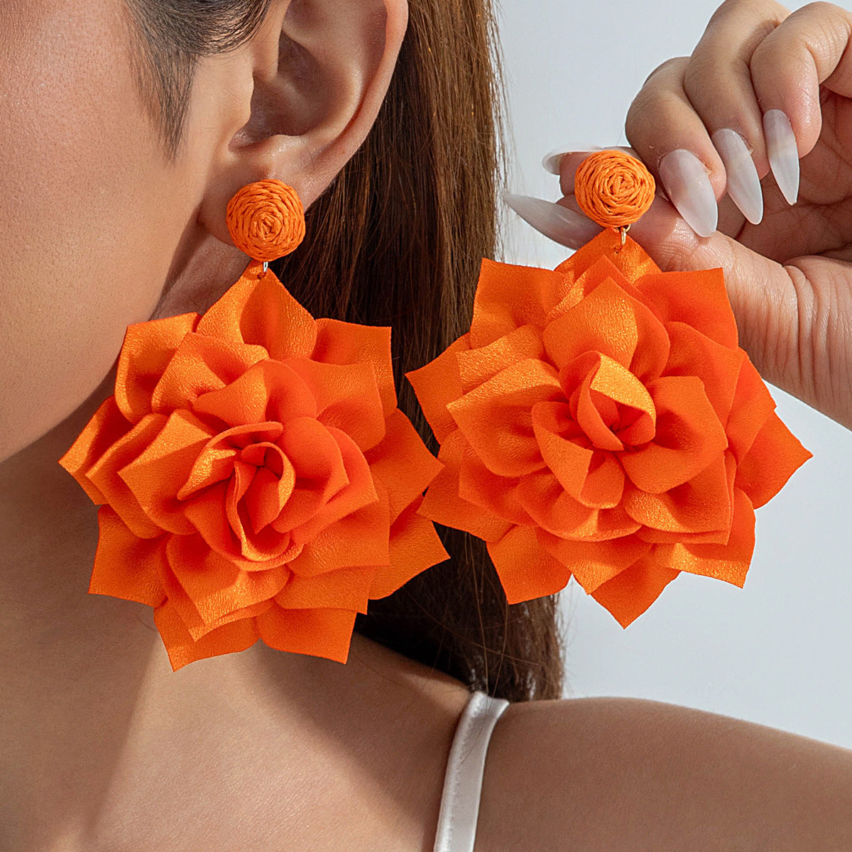 Wholesale Fresh and colorful floral Valentine' s Day earrings