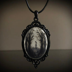 Wholesale Vintage Gothic style bat castle crow cross blood black cat church cemetery vampire vintage necklace