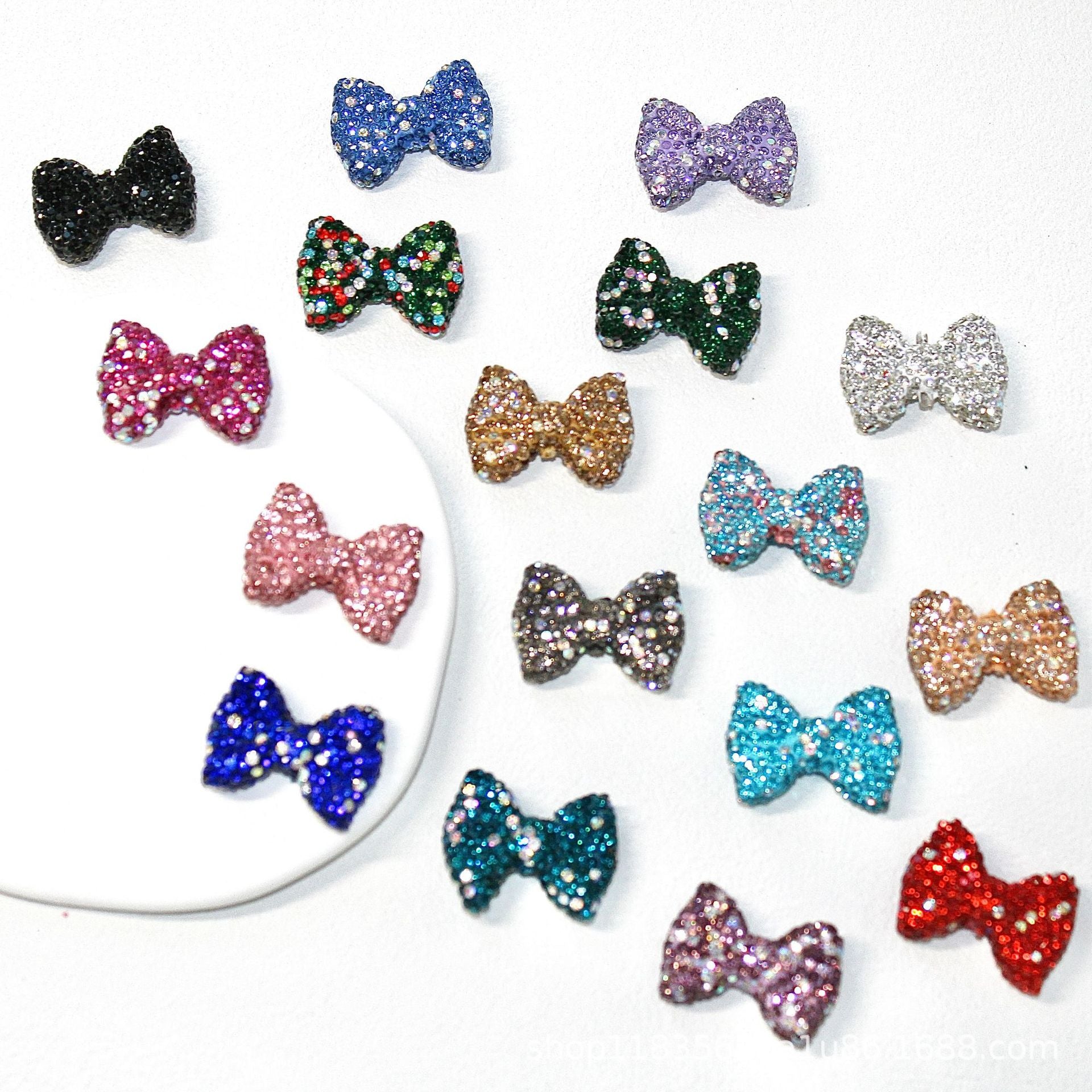 Wholesale 10pcs Two-color sparkling diamond bowknot Crystal Beads