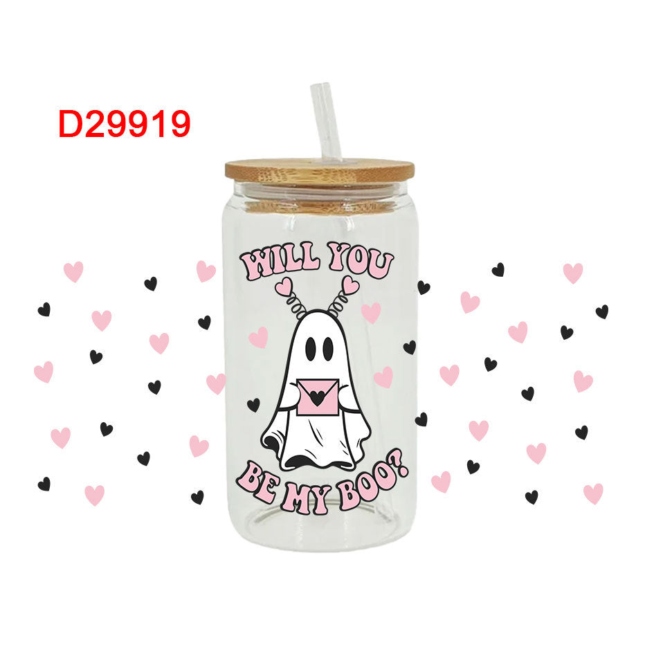 Wholesale Pink Love Ghost Valentine's Day 16oz Cup UV DTF Wraps