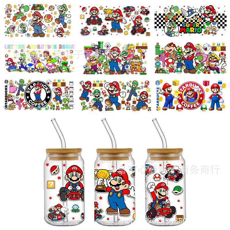 Wholesale 5pcs Cartoon Uv DTF Transparent Crystal  16oz Cup UV DTF Wraps OLY Exclusive