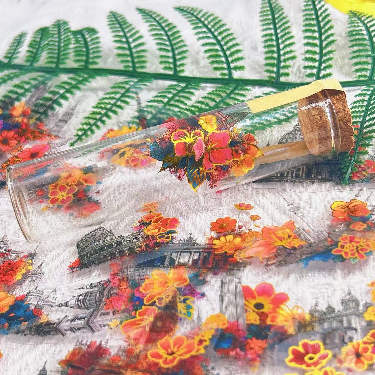 Wholesale 100pcs Cartoon Gold Plated Flower Waterproof Vinyl Stickers