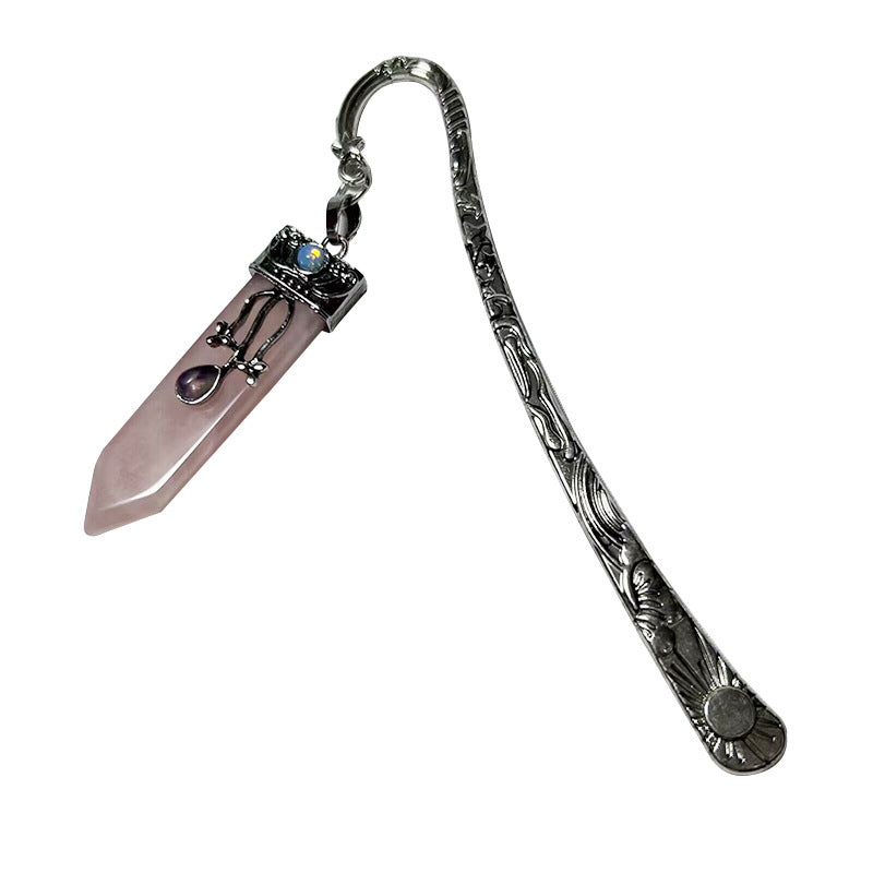 Wholesale Rotate Metal Natural Crystal Stone Learning Stationery Bookmark