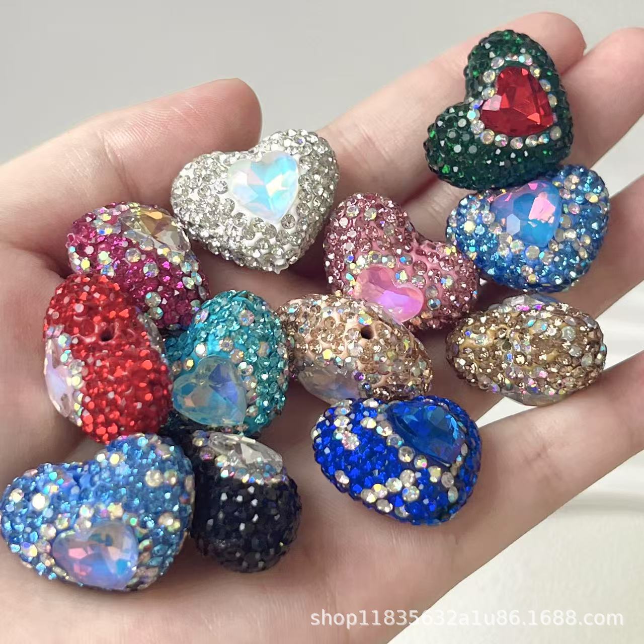 Wholesale 10pcs Heart-shaped diamond Crystal Beads