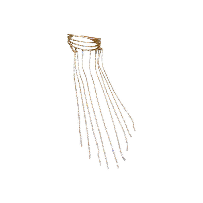 Wholesale Fashion Personality Diamond tassel multi-layer exaggerated design headband