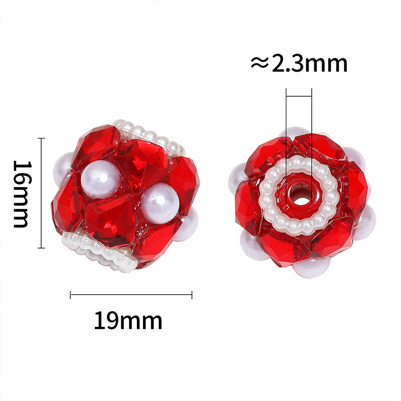 Wholesale 10pcs Colorful heart-shaped pearl flower ball beads