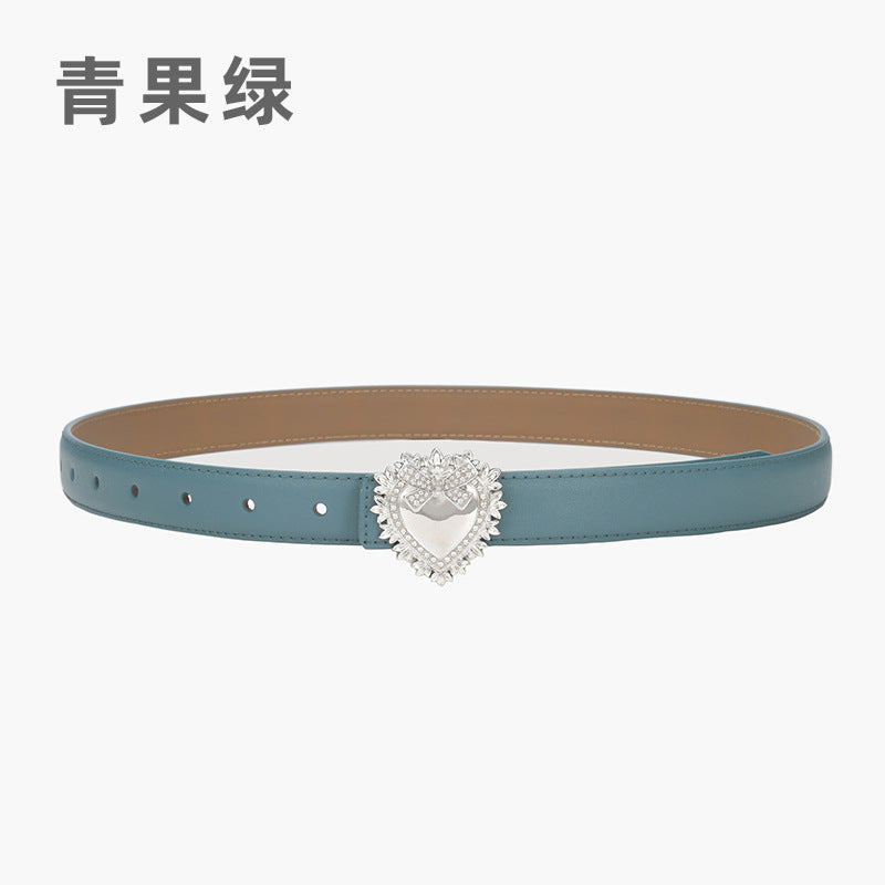 Wholesale Silver Love Buckle Genuine Leather Belt
