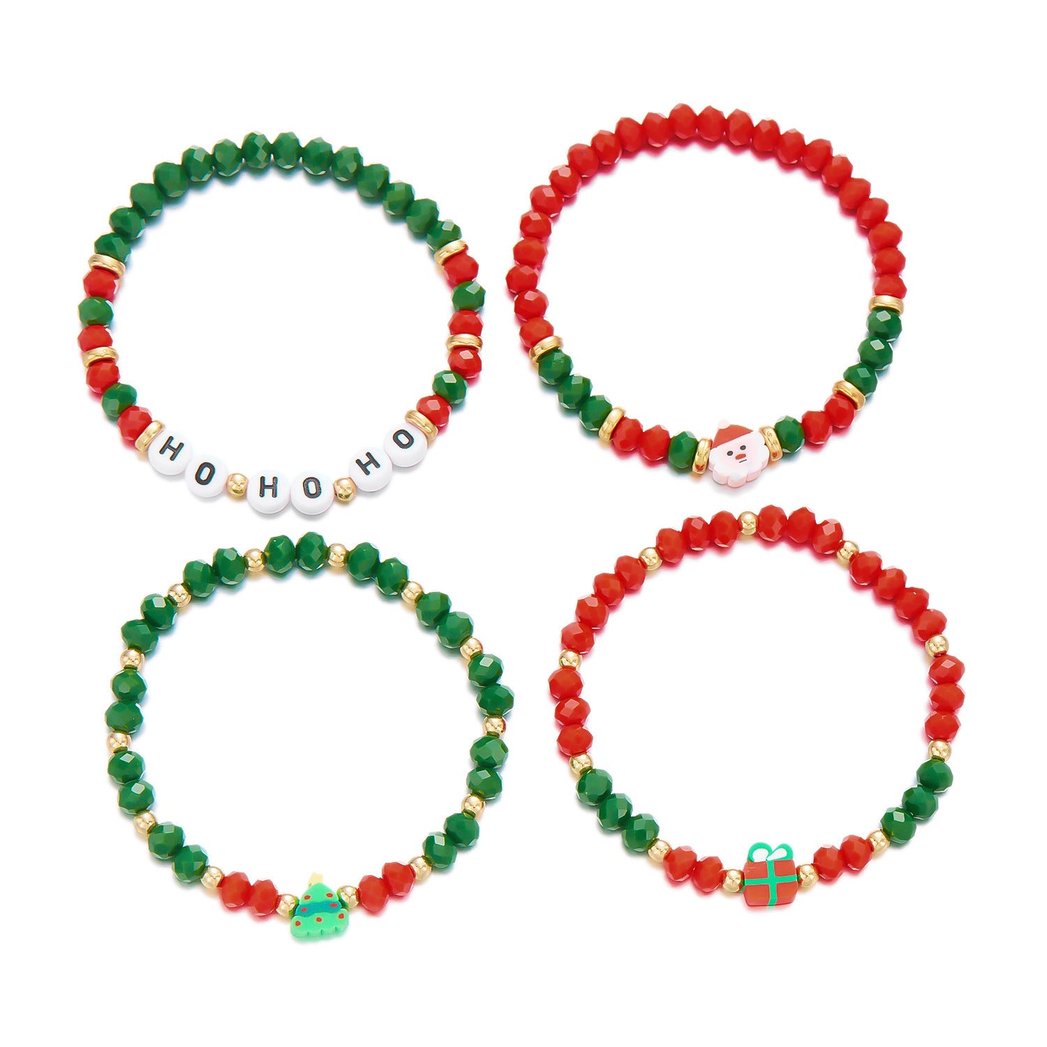 Wholesale  Christmas Bracelet 4-piece Set Christmas Letter Beaded Bracelet