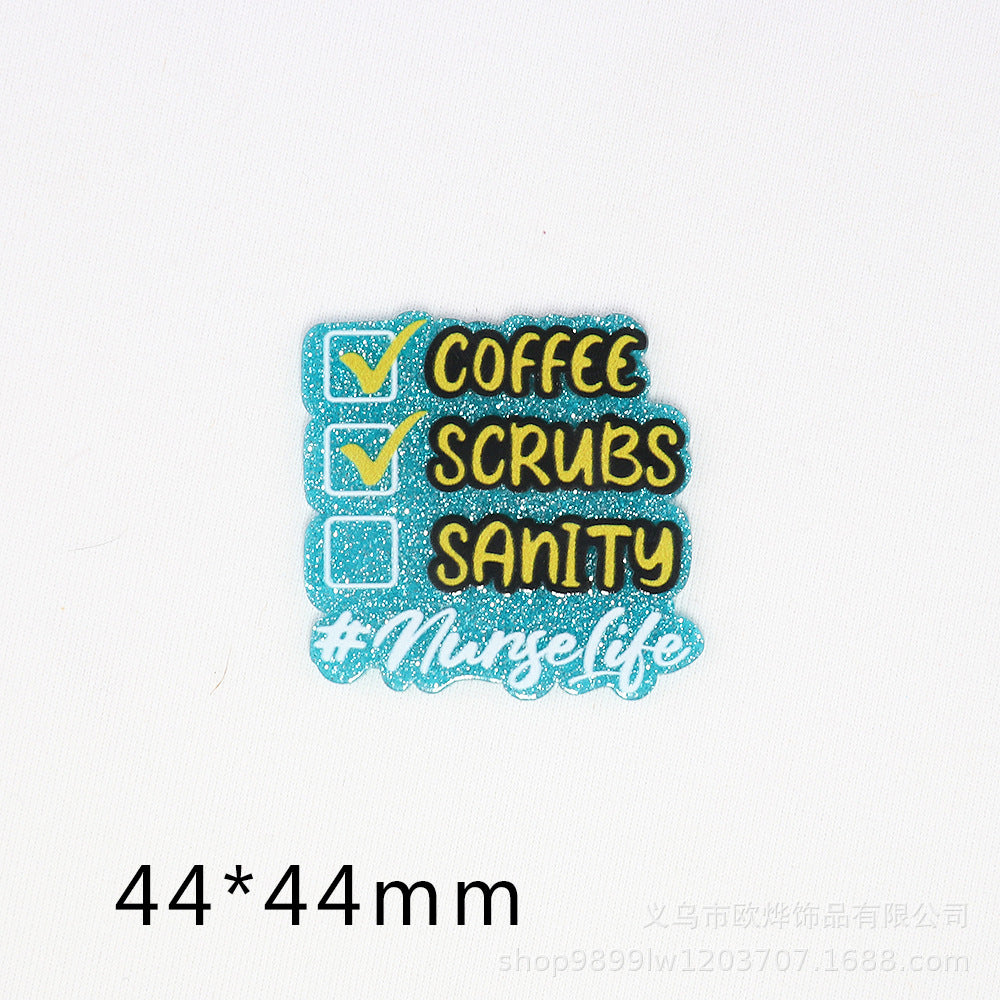 Wholesale 10pcs/pack New Cartoon Apple Drink Bottle Acrylic DIY Patch