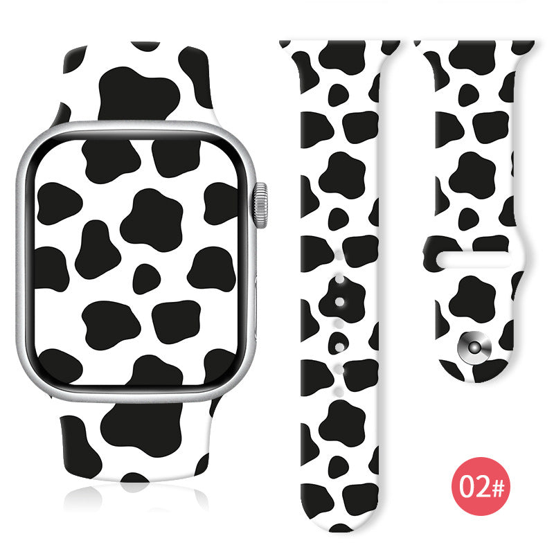 Wholesale Cow Color Block Silicone Printing Watch Strap