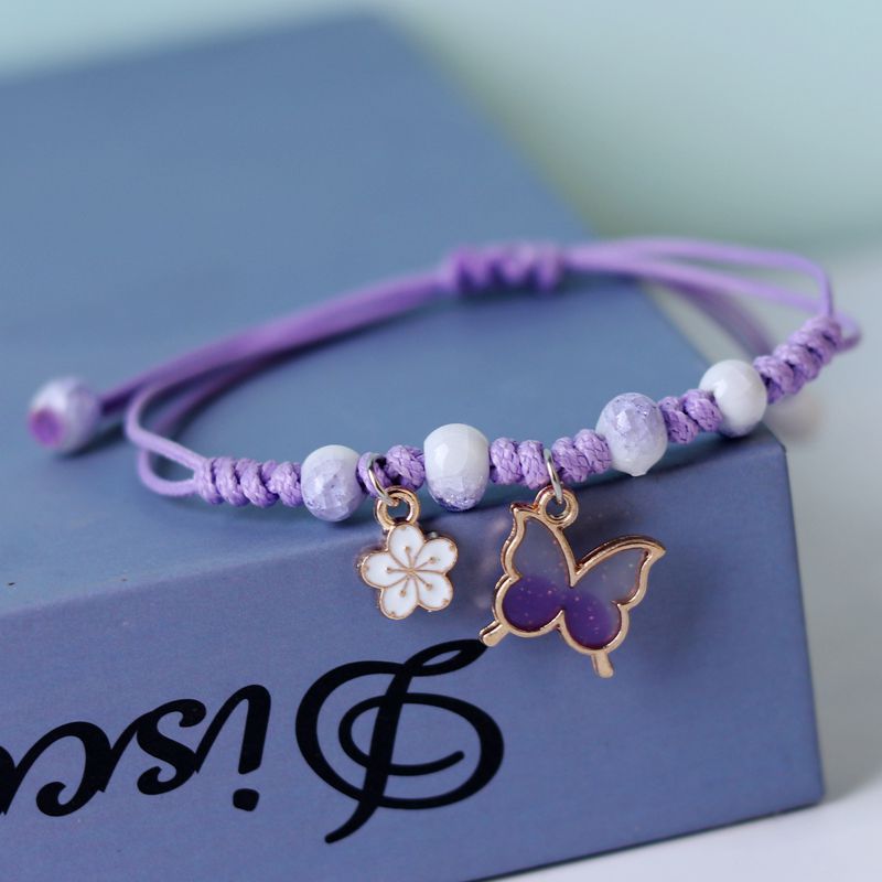Wholesale Butterfly Flower Hand Woven Adjustable Bracelet