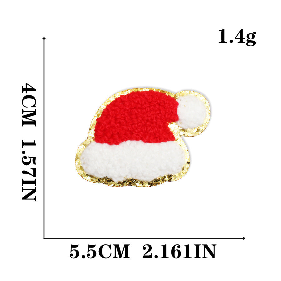 Wholesale Christmas Snowman Embroidered Chenille Sew On Patches Gold Trim For Clothing DIY Craft Supply