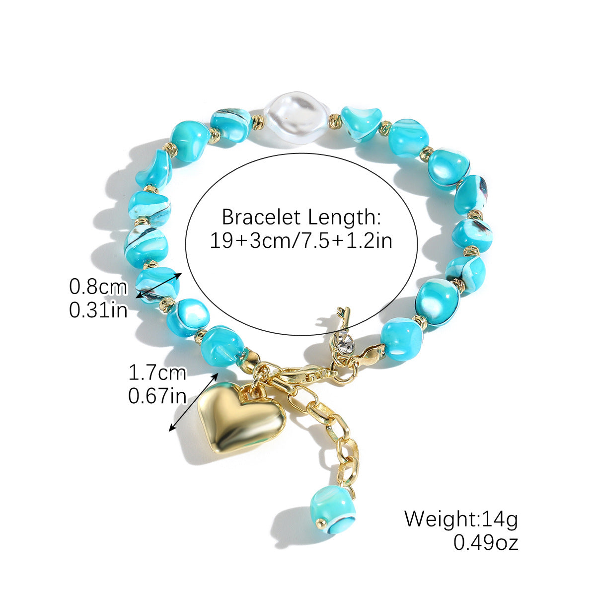 Wholesale Boho Style Pearl White Shell Starfish Pendant Bracelet