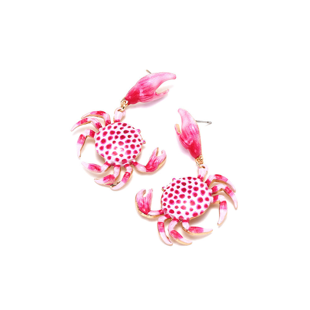 Wholesale Cute painted crab alloy marine animal earrings