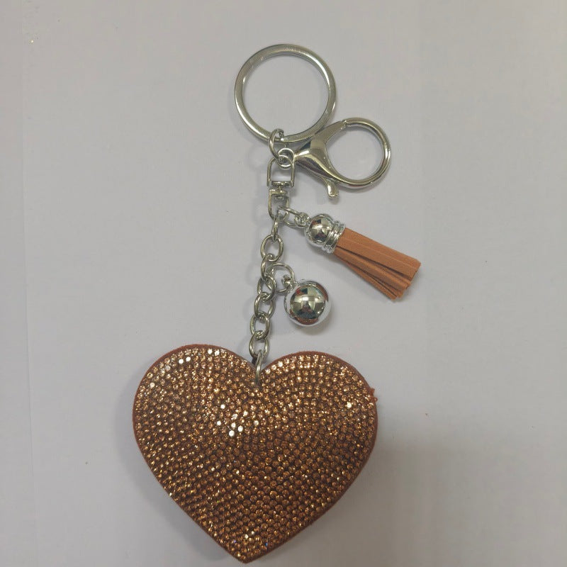 Wholesale Creative Heart-Shaped Diamond-Encrusted Bag Keychain