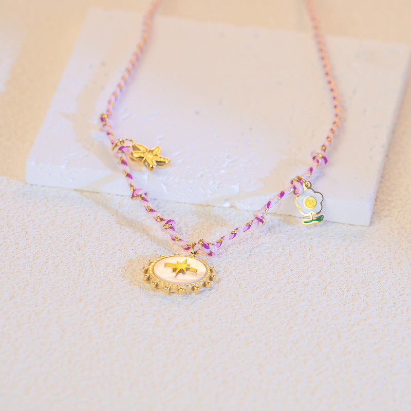 Wholesale Braided Necklace Luxury Multi-Pendant Niche stainless Steel Necklace