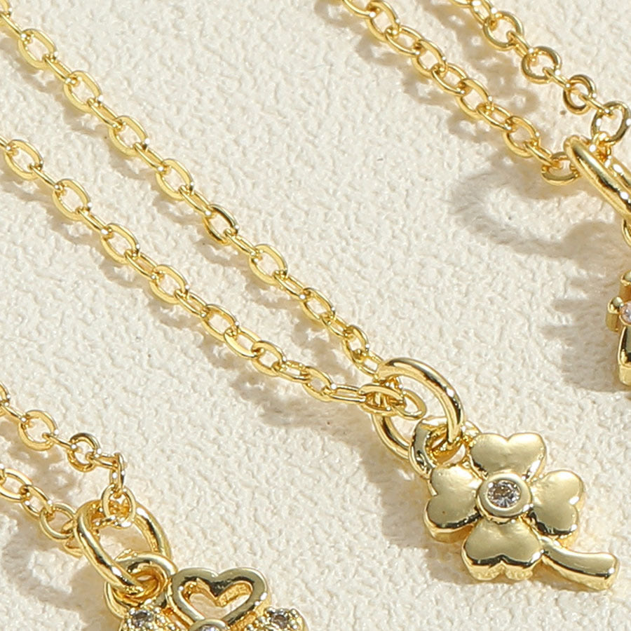 Wholesale Four Leaf Clover Cross Zircon Pendant Necklace