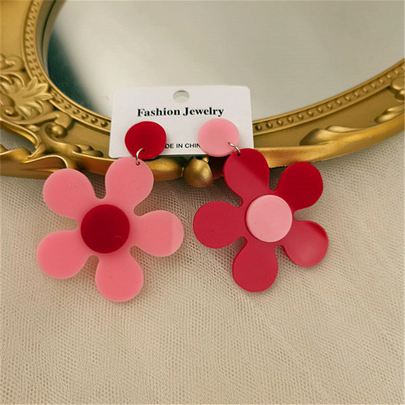 Wholesale Fashion Contrasting Color Five-petal Flower Acrylic Earrings