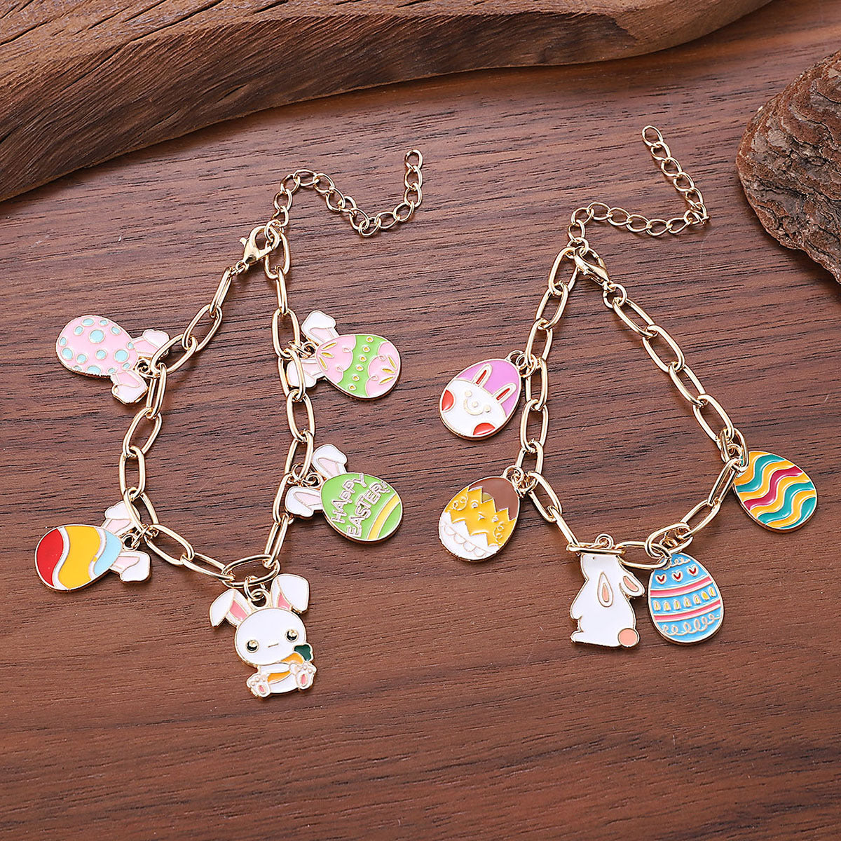 Wholesale Easter Cute Rabbit Colorful Egg Adjustable Bracelet