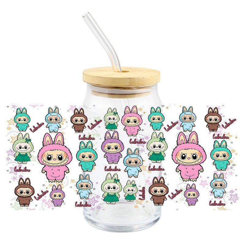 Wholesale 5pcs Colorful cute cartoon 16oz Cup UV DTF Wraps