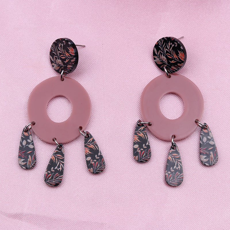 Wholesale Bohemian Style Splicing Hollow Acrylic Earrings