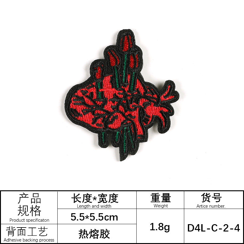 Wholesale Computer embroidery heart shaped skull patch embroidery cloth patch