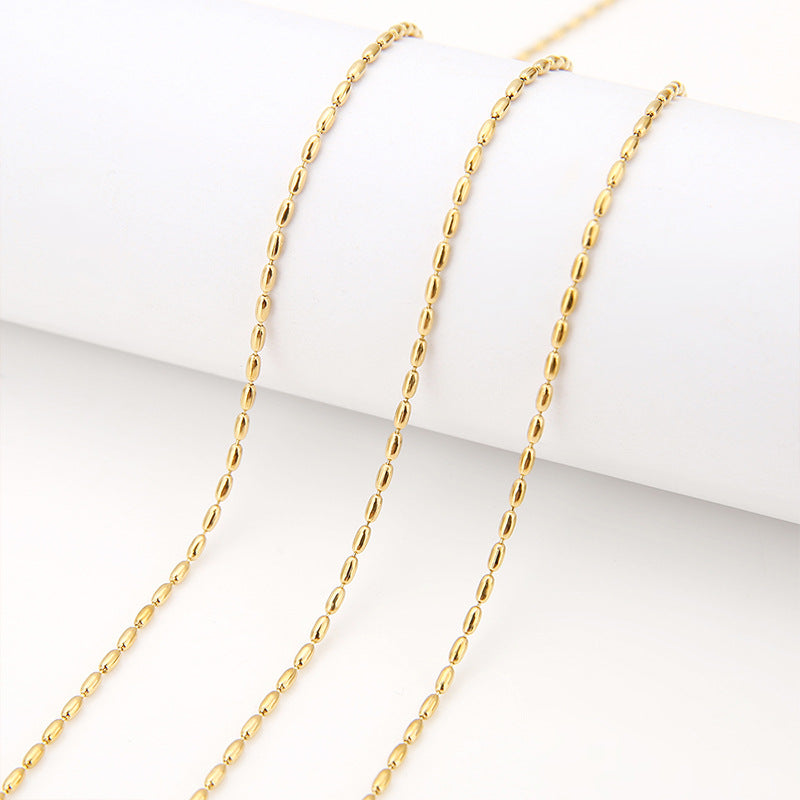 Wholesale 2PCS Stainless Steel Rice Bead Chain DIY Jewelry Pendants