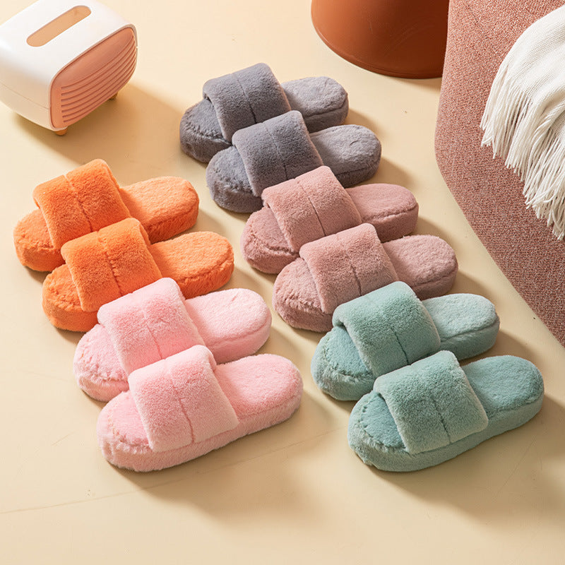 Wholesale Open Toe Plush Cotton Slippers