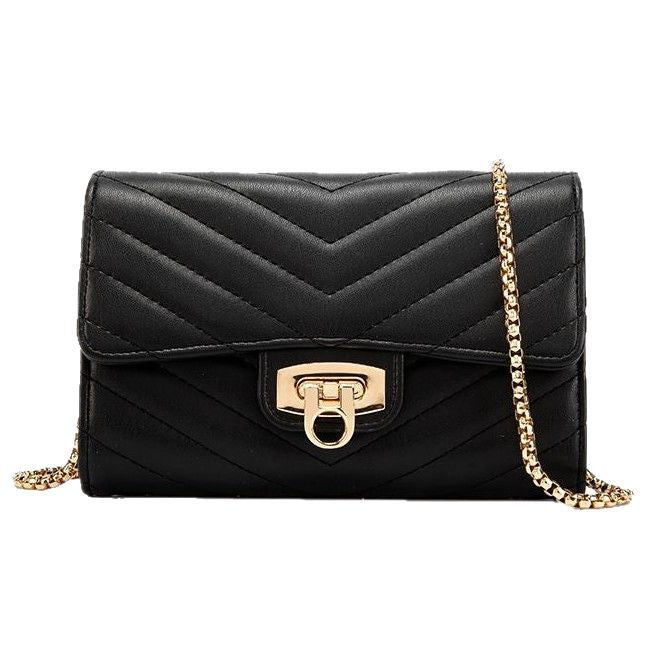 Wholesale V embroidered small square bag lock chain bag