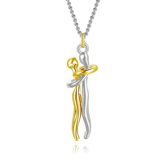 Wholesale  Stainless steel Couple Hug Pendant Necklace