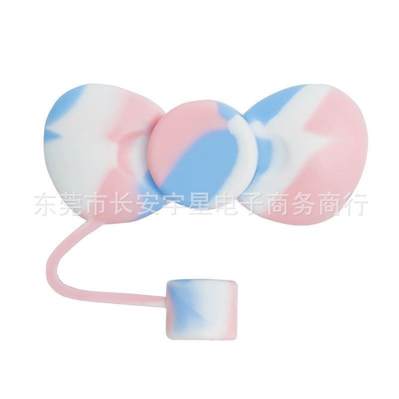 Wholesale cute bow straw plug dust cap 10mm straw lid straw accessories