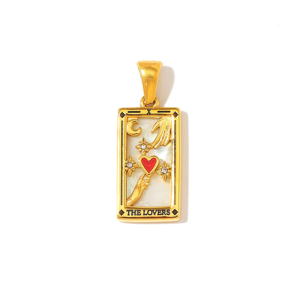 Wholesale Stainless Steel Gold Tarot Card Pendant