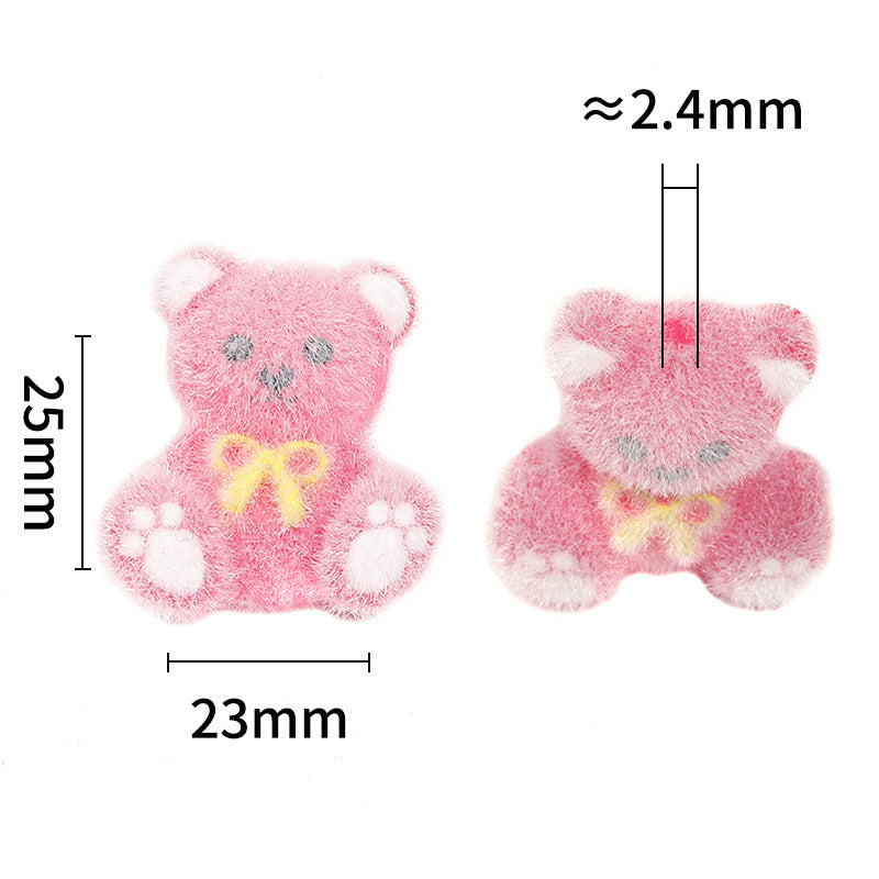 Wholesale 50pcs Plush Cartoon Bow Bear Vertical Hole DIY Beads