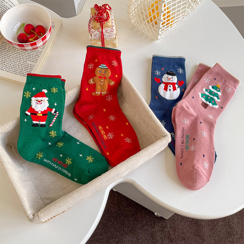 Wholesale Christmas Fall/Winter Snowman Creative Cartoon Medium Tube Socks