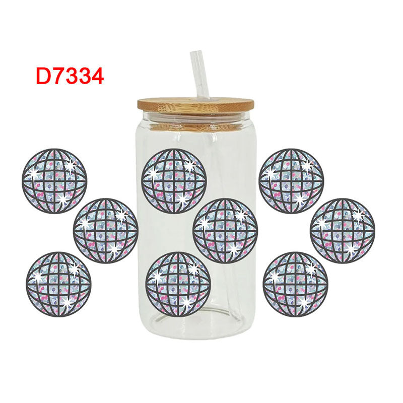 Wholesale Pink Cartoon Cute Disco Theme 16oz Cup UV DTF Wraps