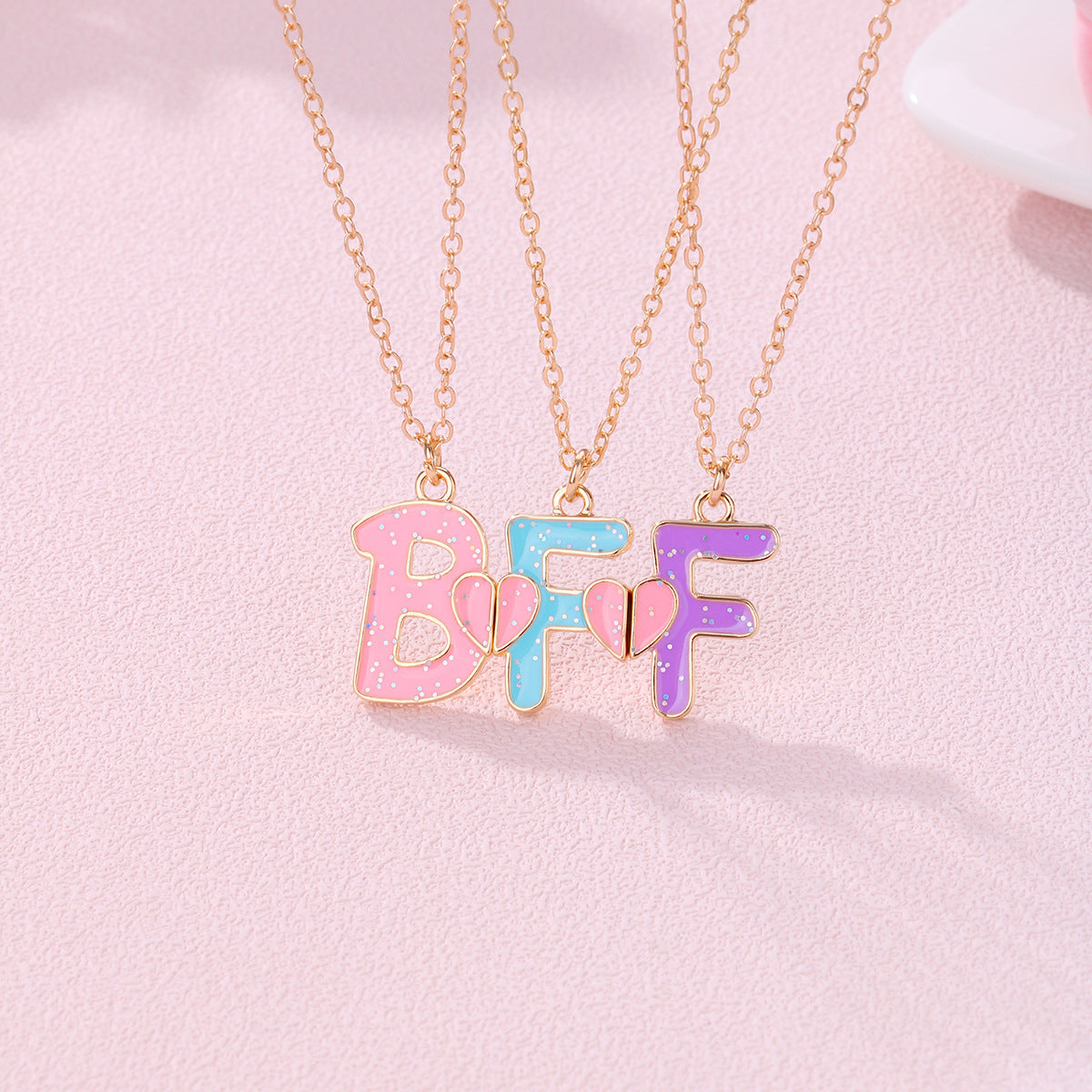 Wholesale BFF necklace simple letter clavicle chain love ing good friend set