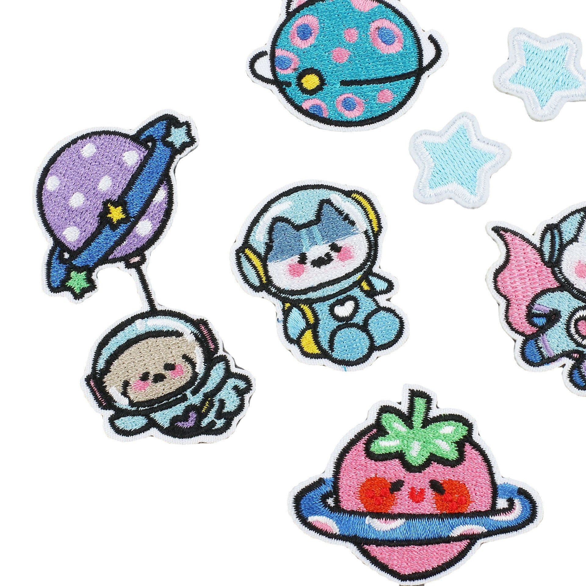 Wholesale Polyester Embroidered Astronaut Rabbit Patch For Clothing Space Bunny Decorative Applique Self Adhesive Gift Resale