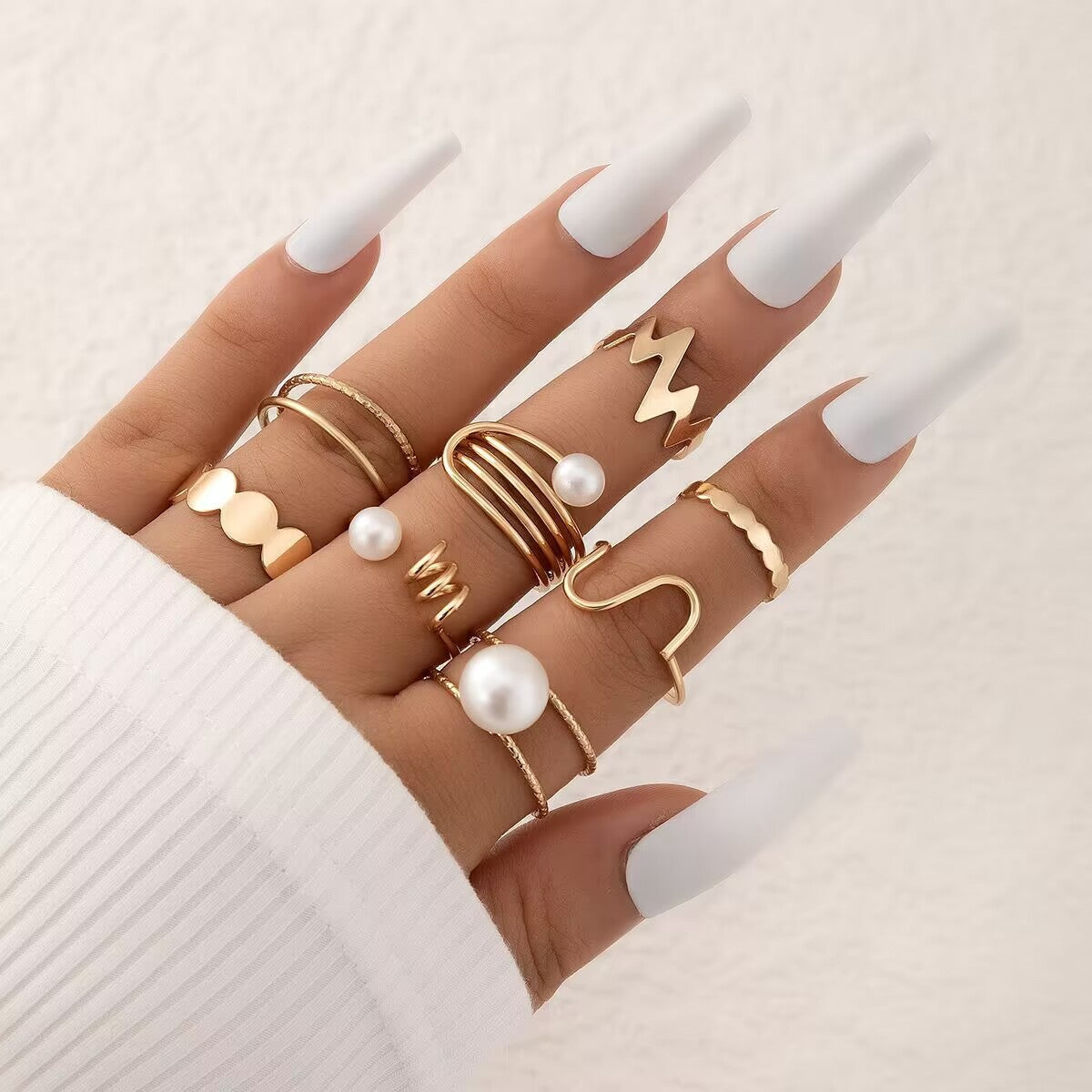 Wholesale Cool style multi-piece set of plain rings