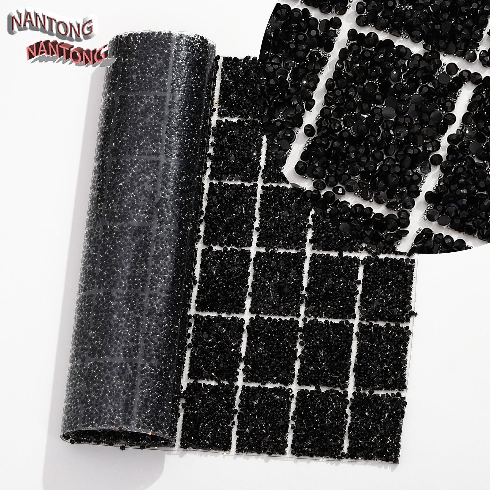 Wholesale Flat bottom round hot-drill hot melt adhesive stickers double-sided square diamond stickers diamond clothing diamond nail table cushion pad can wrap 78pcs pens