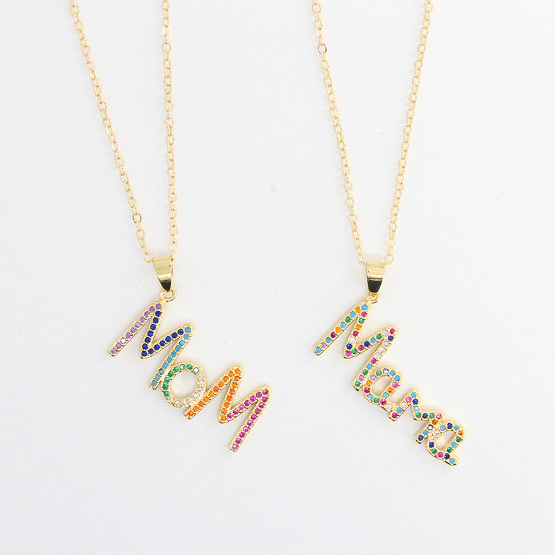 Wholesale MOM Alphabet Mother's Day Gift Alloy Necklaces