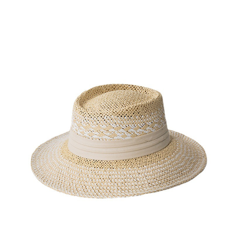 Wholesale Summer Color Matching Concave Top Straw Hat Sunshade Jazz Hat
